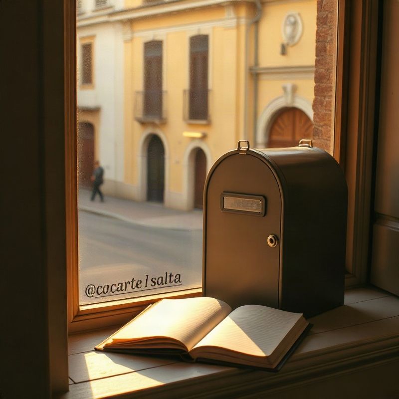 Cuaderno abierto sobre un alféizar bañado por luz dorada del atardecer